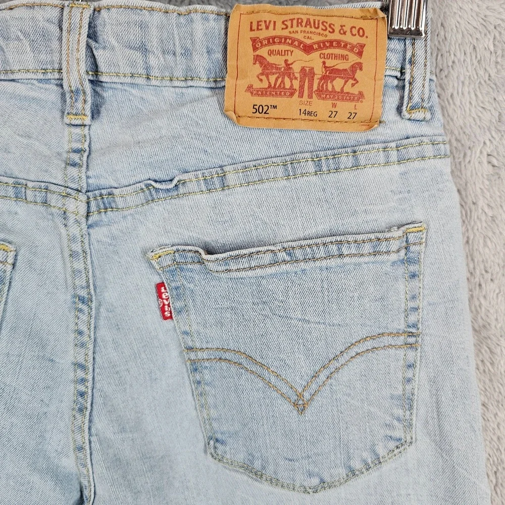 Levi's 502 Regular Taper Blue Denim Stretch Jeans Boys Size 14 27x29 27x27